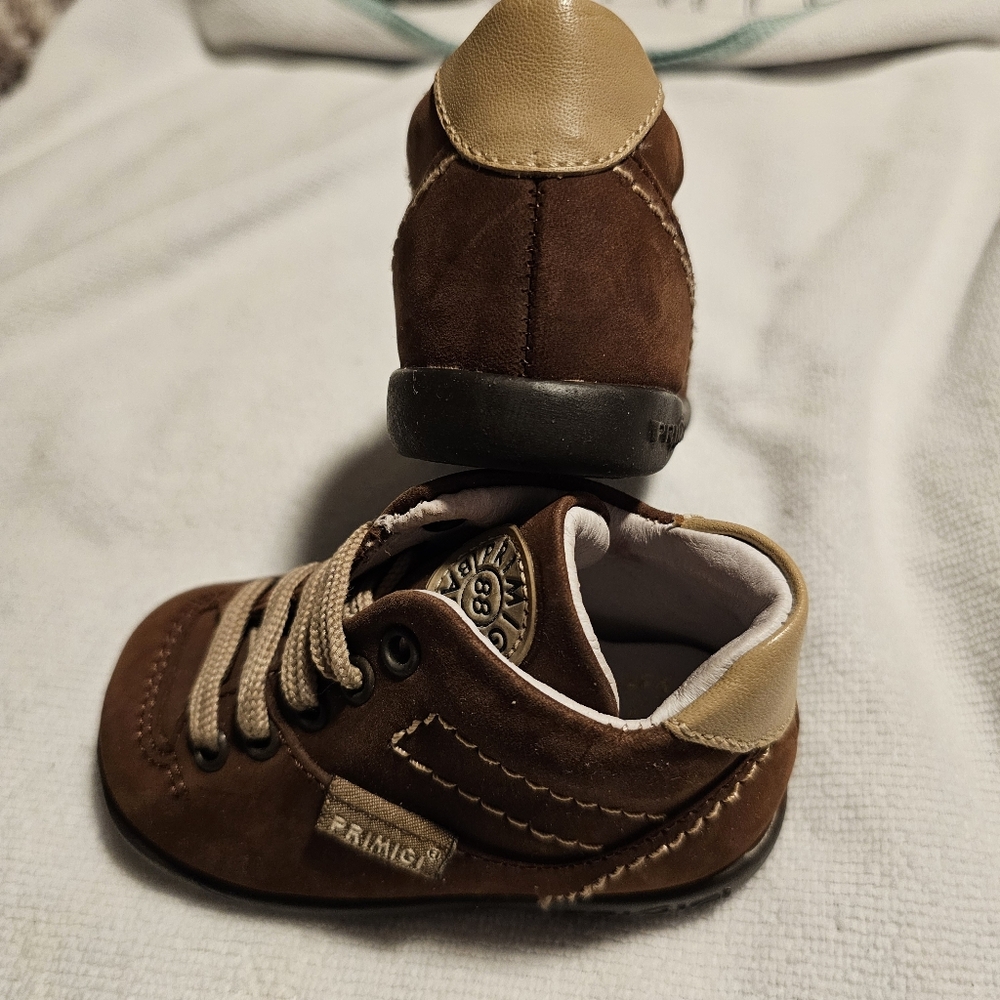 Primigi Brown Leather Infant Shoes, Size 18/US Size 3, Made in Italy, NEW!